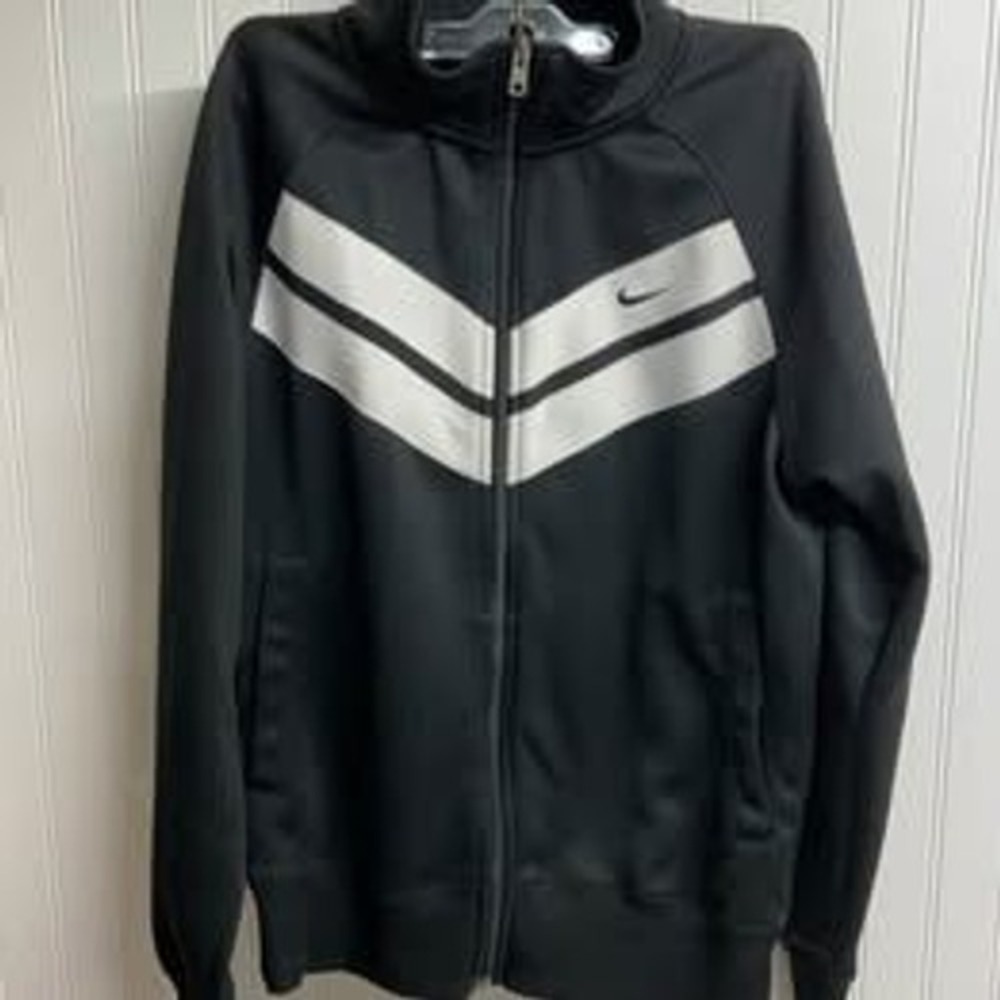 Nike Athletic Dept Track Jacket Black White Chevron Full Zip Mens Small